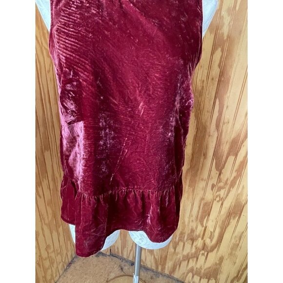 J Crew Womens Drapey Red Velvet Peplum Top Sz 2 Blouse Sleeveless Soft - Picture 5 of 10